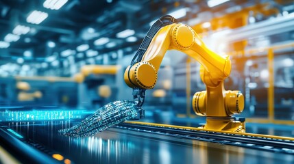 A robotic arm in a factory setting working on an automated task.