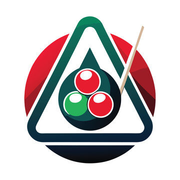 recommend clip art: Pool billiards, human next to red table with snooker cues and balls, logo design. Billiards sports game and tournament with the player, vector design and illustration, silhouette 