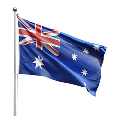 Australian national flag in simple wave design on a clean white background symbolizing patriotism and national pride.