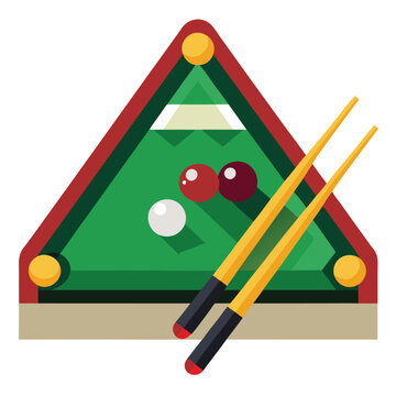 recommend clip art: Pool billiards, human next to red table with snooker cues and balls, logo design. Billiards sports game and tournament with the player, vector design and illustration, silhouette 