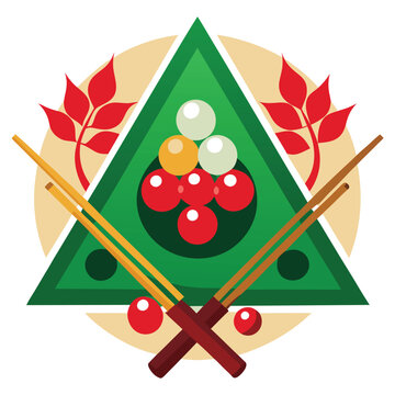 recommend clip art: Pool billiards, human next to red table with snooker cues and balls, logo design. Billiards sports game and tournament with the player, vector design and illustration, silhouette 