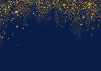 Background with gold glitter. Luxury background blue and gold gitter.