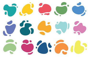 Fototapeta premium Abstract liquid amorphous shapes. Spots of different shapes. Flowing organic shapes template. Colored blocks for the text. Vector illustration