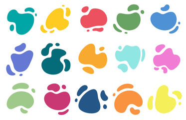 Abstract liquid amorphous shapes. Spots of different shapes. Flowing organic shapes template. Colored blocks for the text. Vector illustration