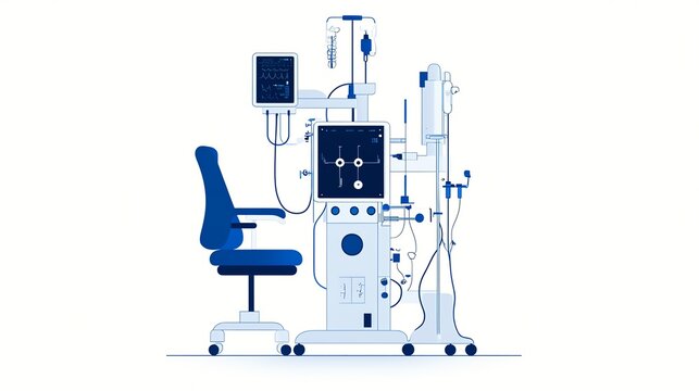 blue medical equipment in hospital setting clip art preview