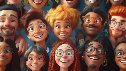 Fototapeta premium A group of happy people of diverse ethnicities and nationalities are smiling