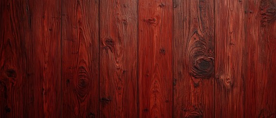 Naklejka premium Rustic Red Wooden Wall Texture Background for Graphic Design - Closeup of Weathered Planks with Intense Grain, Cozy and Warm Feel