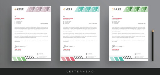 Corporate Business Letterhead Design Minimalist Letterhead Template, Three Color Variation Creative Letterhead Template