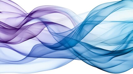 Fototapeta premium Ethereal Tranquility Abstract Translucent Waves in Soft Blue and Purple on White Background - Serene Fluidity and Layered Depth for Design and Decor