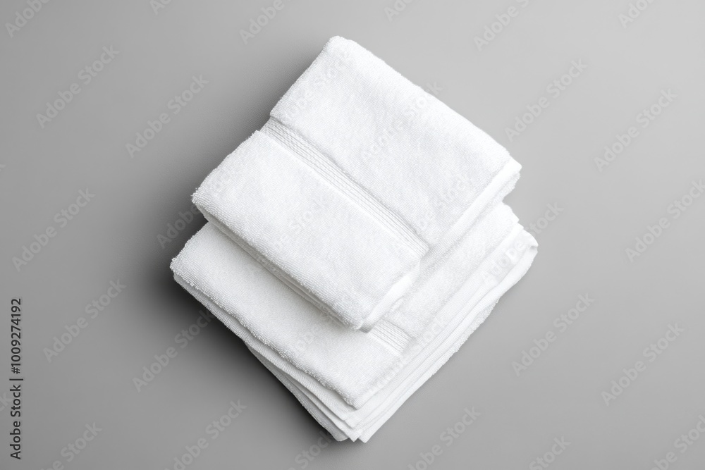 Aufkleber a collection of white towels stacked on a table, ideal for use in various settings such as bathrooms