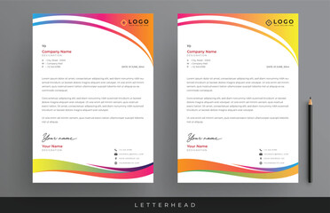 Gradient Corporate Business Letterhead Design Minimalist Letterhead Template, Two Color Variation Creative Letterhead Template