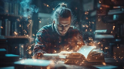 A writer completing their novel, feeling a profound sense of accomplishment and creative fulfillment. Concept of storytelling and literary success.