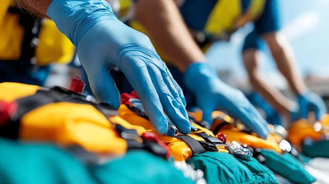 Emergency responders providing CPR in a wellorganized ambulance scene, lifesaving in action, emergency care, immediate medical attention
