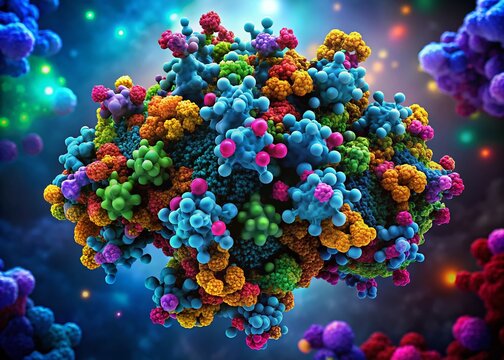 Enzyme Substrate Complex Illustration Depicting Molecular Interactions in Biochemical Reactions