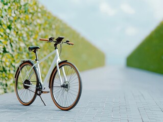 Close-up of electric bicycle charging at a solar-powered station, clean energy, green urban mobility