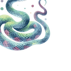 Obraz premium Snake Watercolor Illustration on White Background