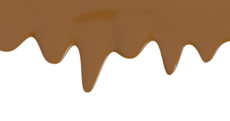 Melted chocolate dripping 3d on png transparent background.