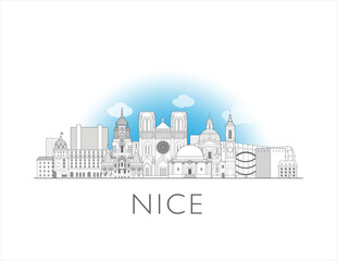 Fototapeta premium Nice skyline in France cityscape vector illustration