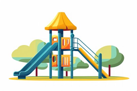 recommend clip art: A Kids playground equipment outdoors cartoon slide.