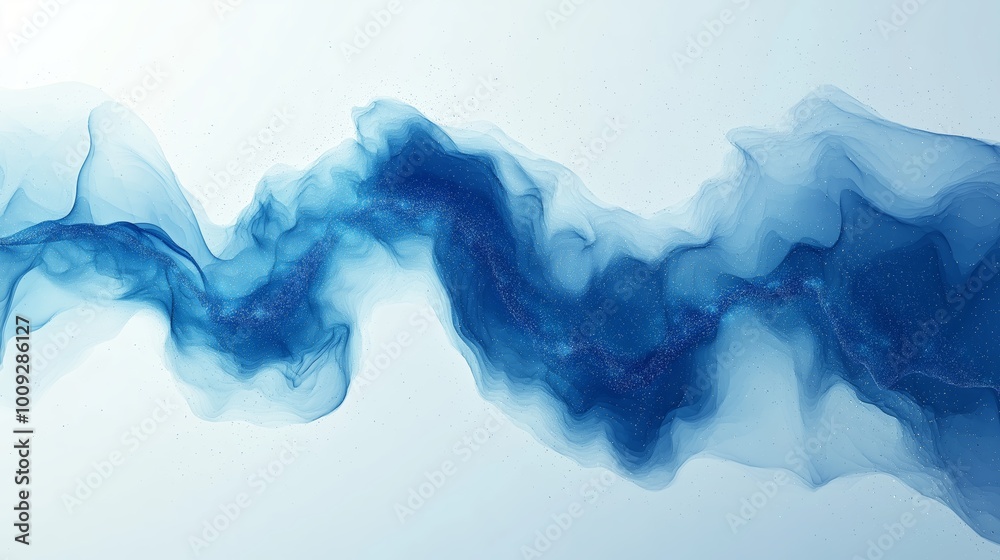 Leinwandbilder Flowing abstract blue wave, showcasing fluid motion and artistic elegance with a serene and dynamic visual design, Generative AI