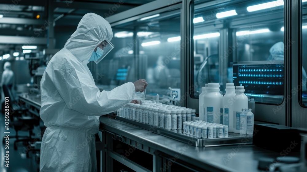 Aufkleber A scientist in a lab coat working on a machine, great for science and technology concepts