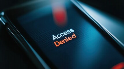A smartphone screen displaying the message "Access Denied" in a dark setting.