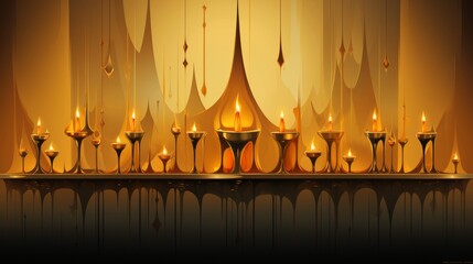 Luxurious art deco background with golden wall lamps   elegant vector illustration in abstract style