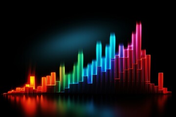 Isolated ascending histogram on dark background for precise data visualization and analysis