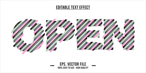 typography OPEN word art illustration, editable text effect	