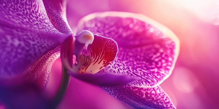A close-up of a vibrant purple orchid flower with soft lighting.