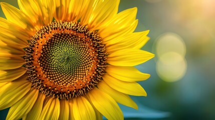 Fototapeta premium A close-up of a vibrant sunflower showcasing its intricate pattern and bright colors.