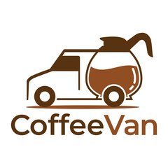coffee van flat minimalist logo design