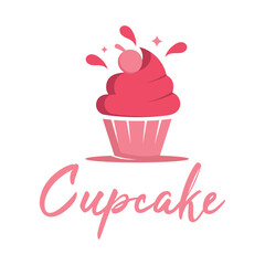 cupcake bakery shop flat minimalist logo design