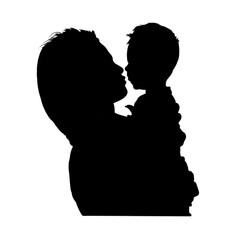 The silhouette picture of a mother holding her child