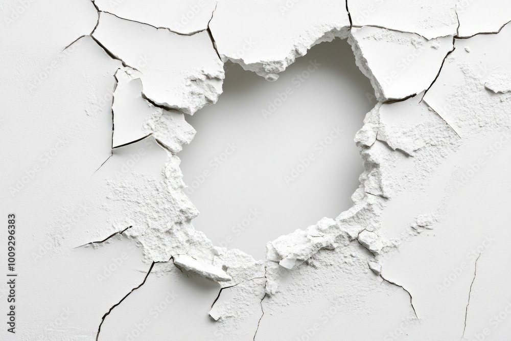 Poster A hole in a wall with fresh paint applied, ideal for use in interior design or DIY tutorials