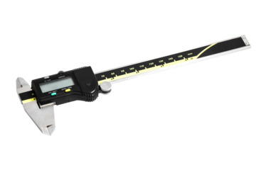 Electronic digital caliper isolated on white background. The precision tool, die cut transparent PNG