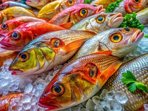 Freshly Caught Bocachico Fish Displayed on Ice at a Local Market Ready for Cooking or Sale