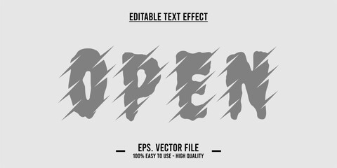 typography OPEN word art illustration, editable text effect	