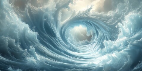 A dramatic swirling vortex of clouds in the sky, representing the powerful energy and motion of a natural storm system, Generative AI