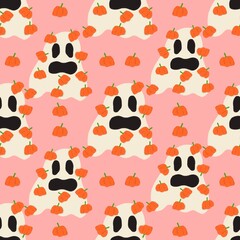 Fototapeta premium seamless pattern for Halloween party on a pink background