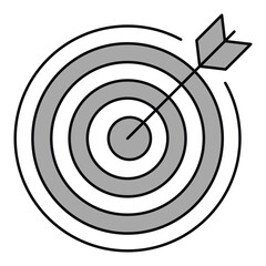 Target Achievement vector icon, bullseye and dart icon, goal setting and success illustration