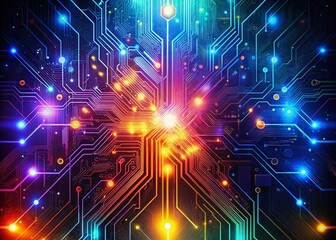 Fototapeta premium Futuristic AI Technology Concept with Circuit Patterns and Digital Interface on Abstract Background