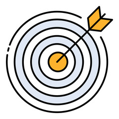 Target Achievement vector icon, bullseye and dart icon, goal setting and success illustration
