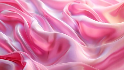 Fototapeta premium Smooth Pink Fabric Waves Creating Serene and Tranquil Visual Effect, Background, Copy Space