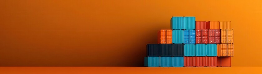 Colorful stacked boxes against a vibrant orange background, perfect for showcasing creativity, organization, and design.