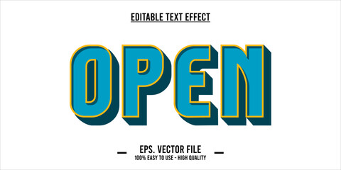 typography OPEN word art illustration, editable text effect	