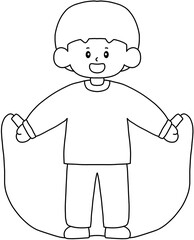 체육 줄넘기하는 어린이 일러스트 도안