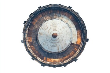 Naklejka premium A large circular object floating against a blue sky