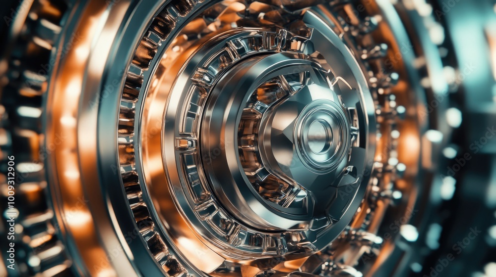 Fototapete a close-up view of a machine's inner workings, showing intricate gears and mechanisms