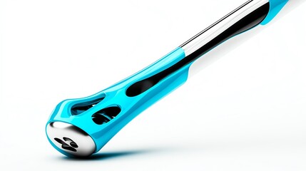 Obraz premium A crutch clipart, medical support equipment, minimalistic design, grey and blue, isolated on white background